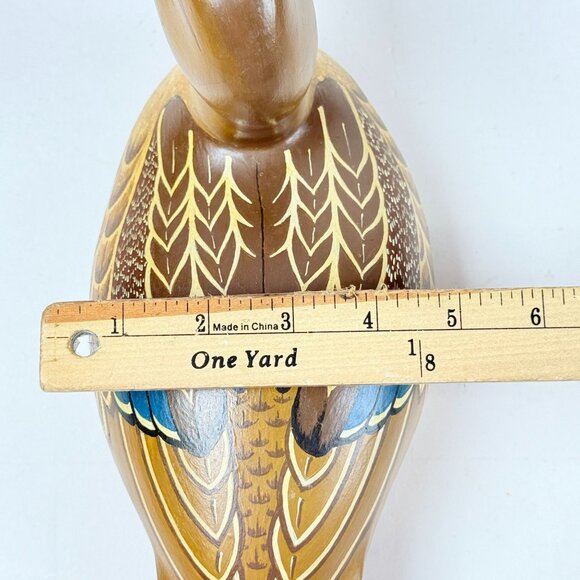 Vintage Handcrafted Wooden Mallard Duck Decoy Detailed Display Decor Office Deco - Picture 9 of 10